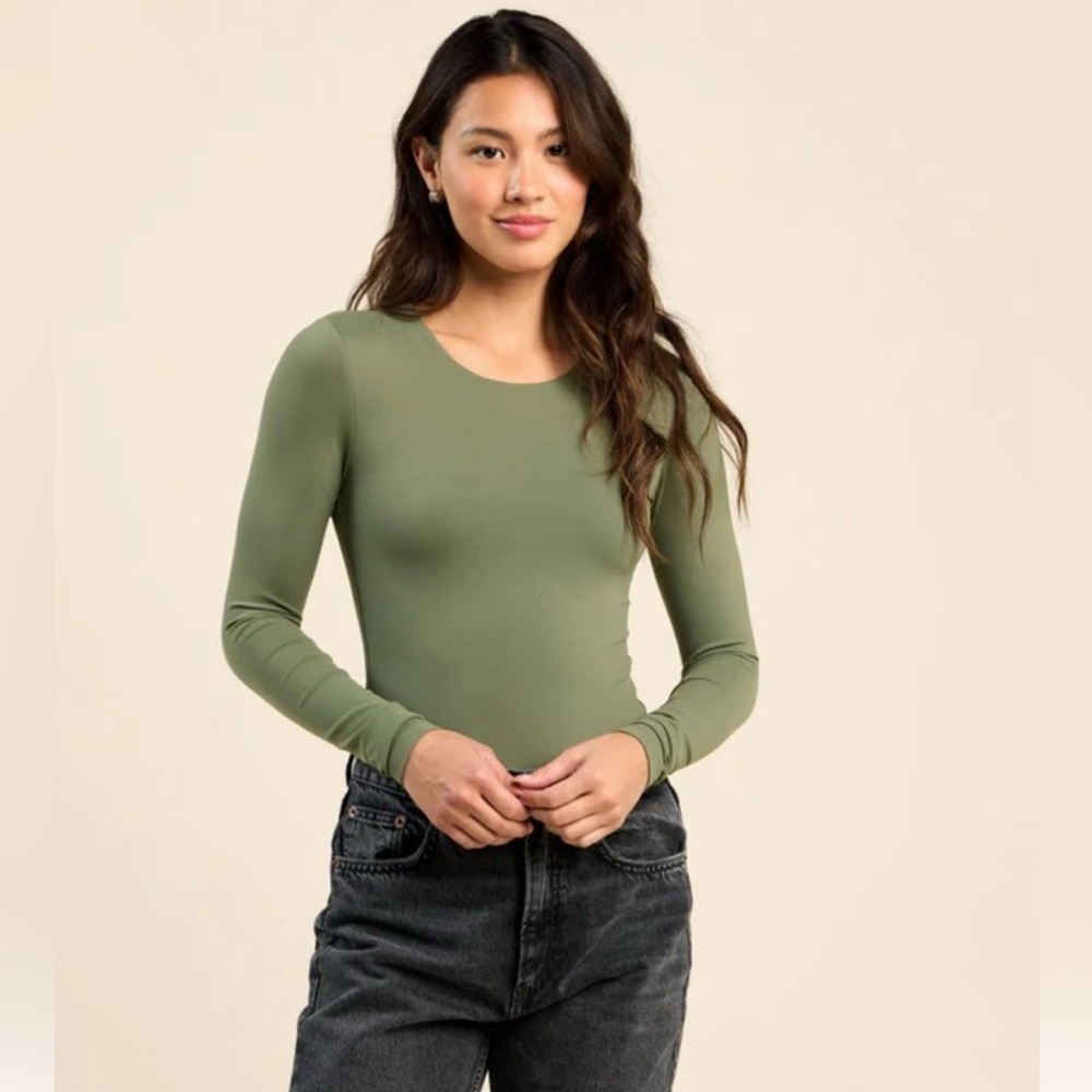 NUUDS Long Sleeve Bodysuit (Crewneck) Olive Green Large